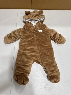 Carter's Simple Joys Baby Newborn Brown Bear Hooded fleece bunting jumpsuit